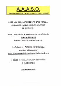 DISSOLUTION DE L AAASO SEPTEMBRE 2011